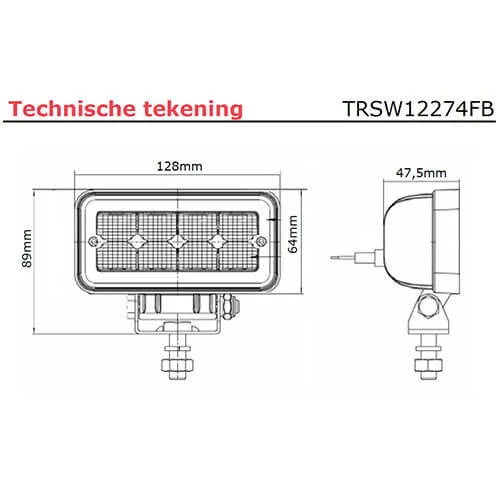 LED work light | 1136 lumens | 9-36v | 40cm. cable | TRSW12274FB