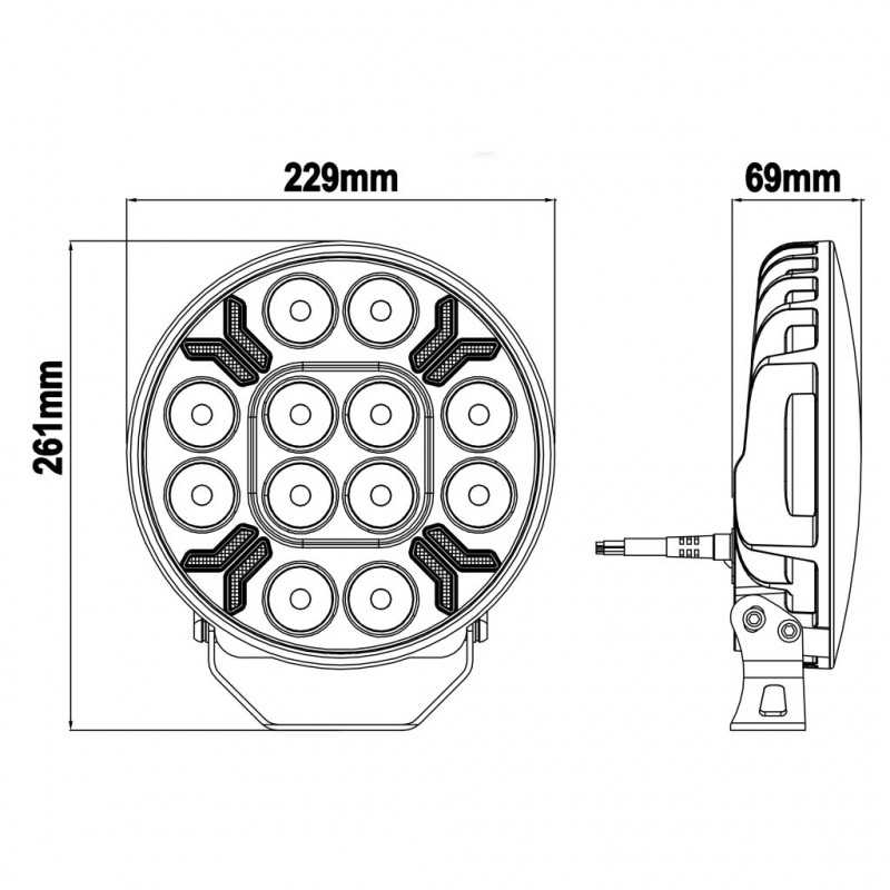 LED Ypsilon 12LED amber/wit met flitser 8000lm / 3m kabel | WD-12080.1