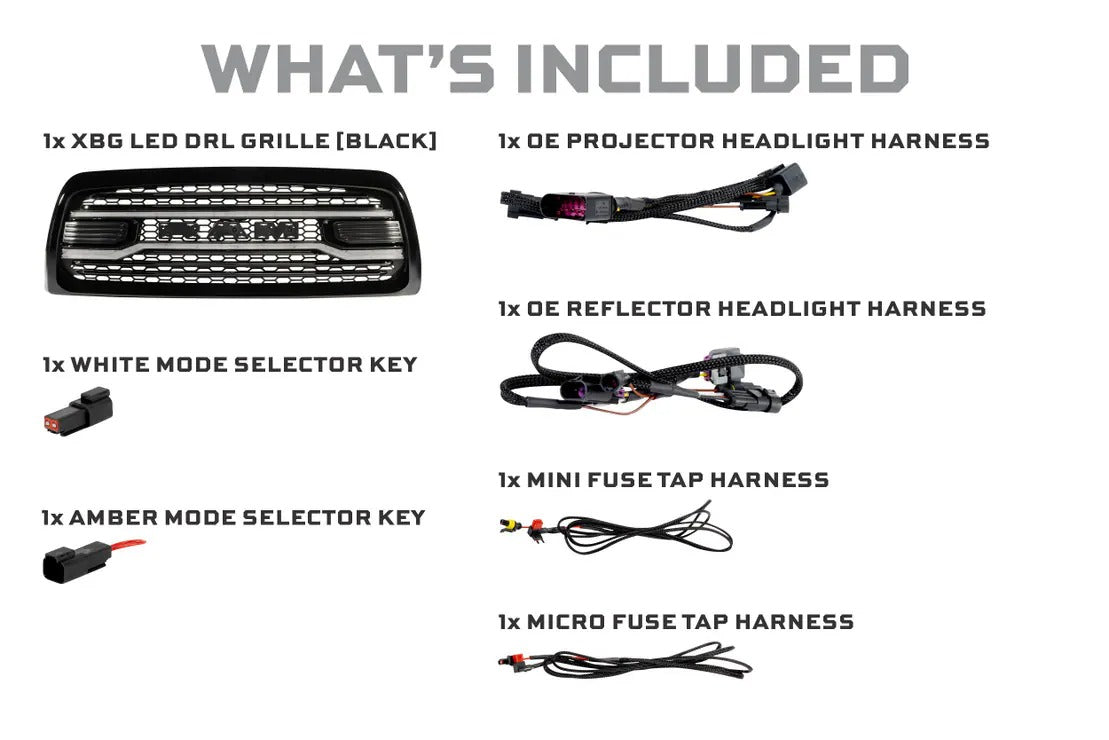 Dodge Ram HD (13-18) Morimoto XBG LED DRL Grille (Black)