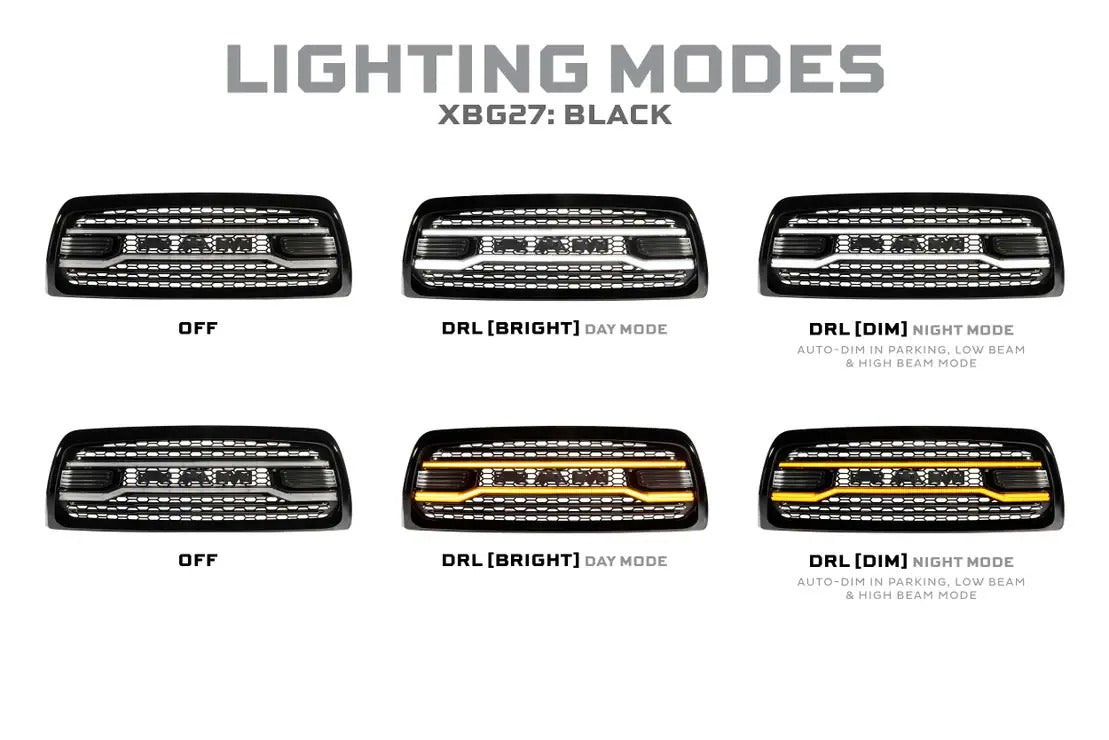 Dodge Ram HD (13-18) Morimoto XBG LED DRL Grille (Black)