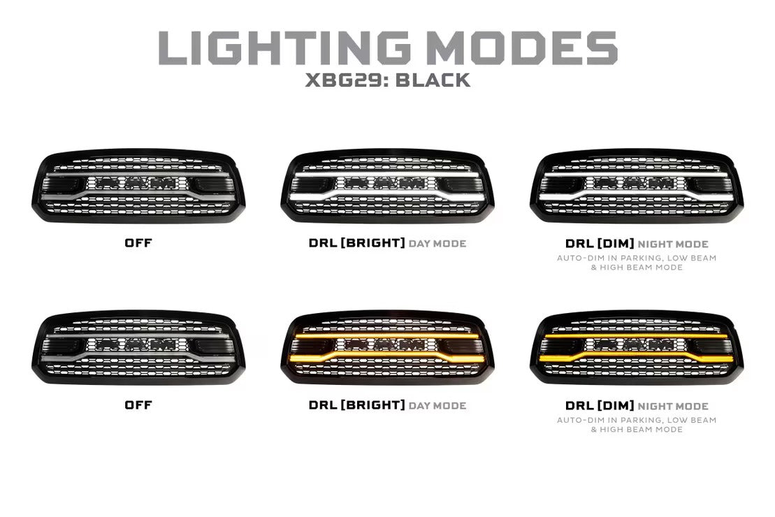 Dodge Ram 1500 (13-18) Morimoto XBG LED DRL Grille (Black)