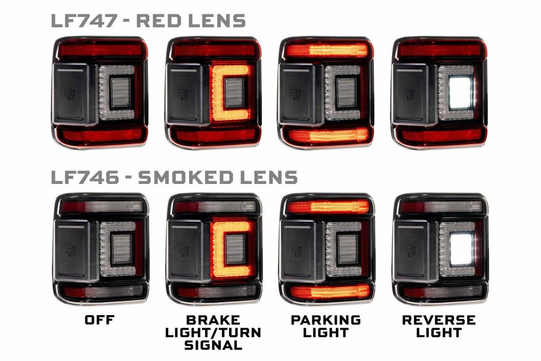 Jeep Wrangler JL (2018+) Morimoto XB LED Low Profile Tail Lights