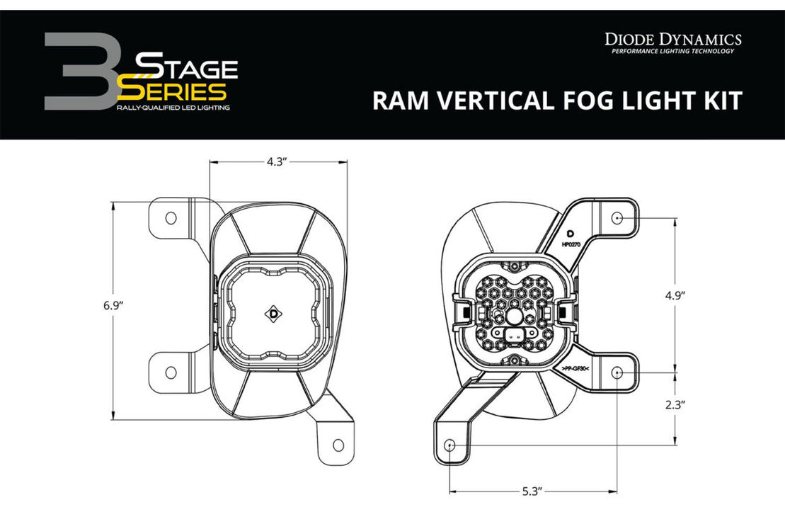 DODGE RAM (VERTICAL): DIODE DYNAMICS SS3 FOG LIGHTS