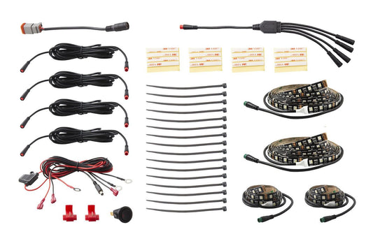 RGBW Multicolor Underglow LED Kit + Bluetooth RGBW M8 Controller