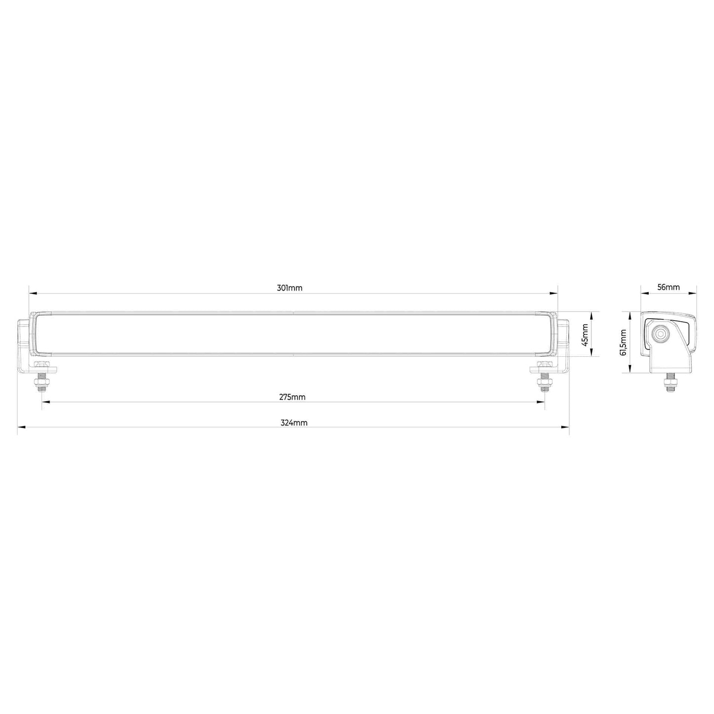 LED Lightbar Stratos 30cm | incl. R65 warning light | red-amber DRL