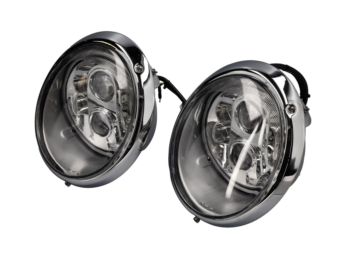 Porsche 911/964 - Headlamps chrome rim with LED internals Clear Lens