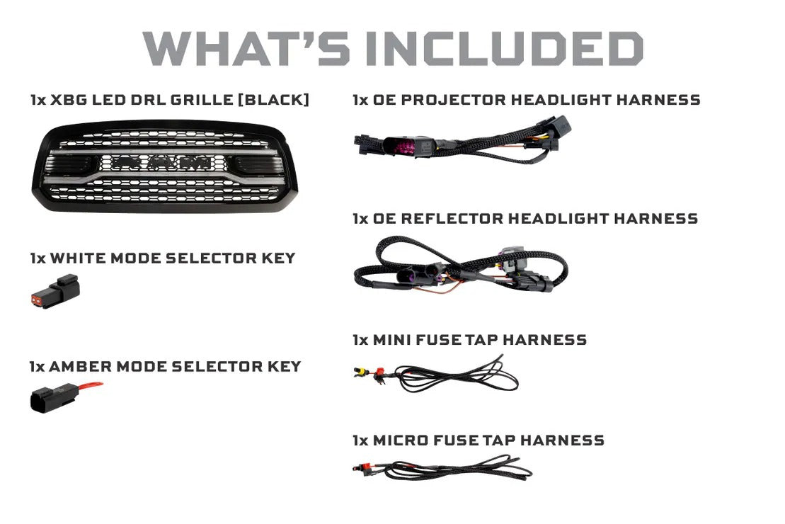 Dodge Ram 1500 (13-18) Morimoto XBG LED DRL Grille (Black)