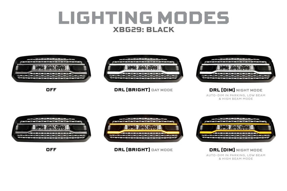 Dodge Ram 1500 Classic (19-24) Morimoto XBG LED DRL Grille (Black)
