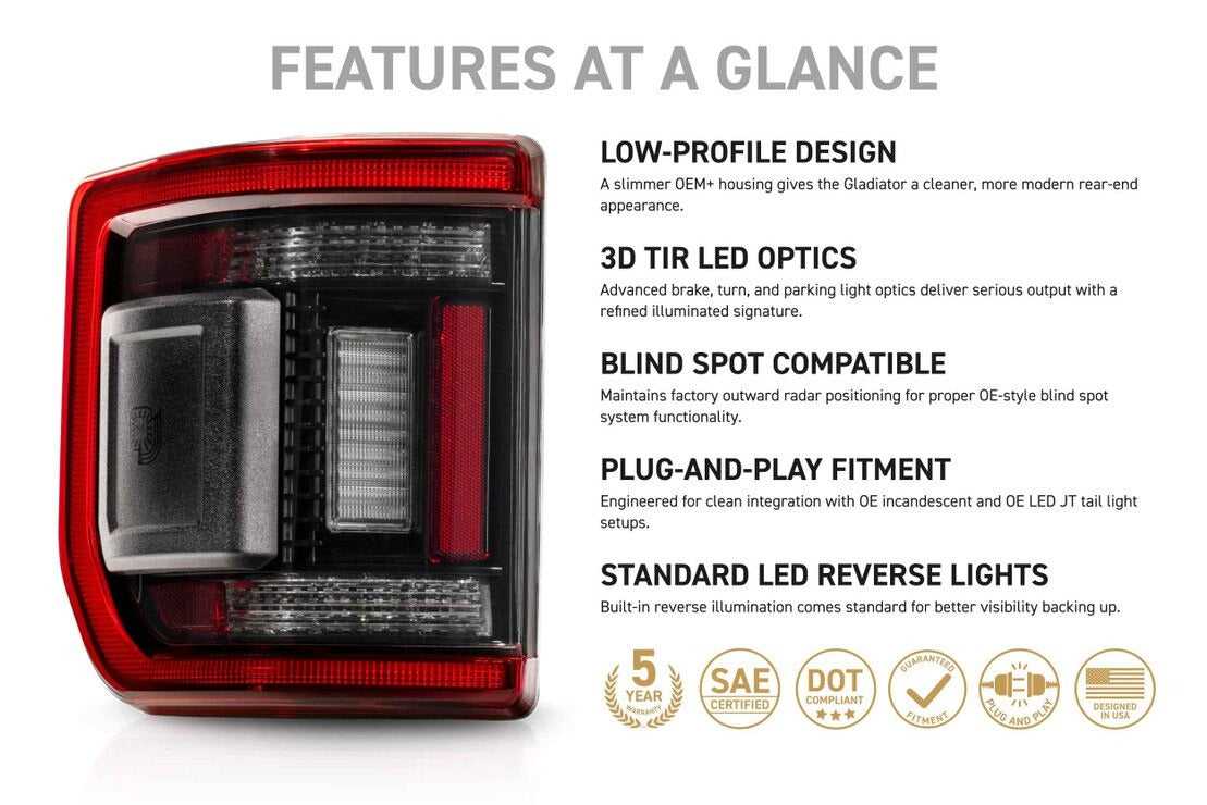 20-26 Jeep Gladiator JT XB LED Low Profile Tail Lights